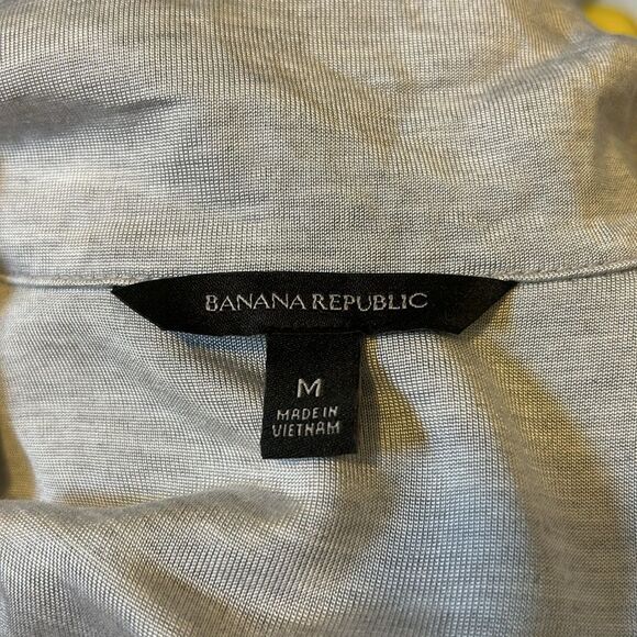 Banana Republic Light Gray Collared Modal Blend Pullover Top Size M Soft Stretch - Picture 6 of 8